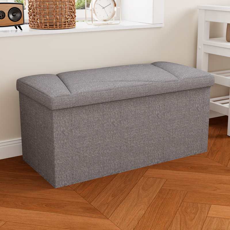 Banc de rangement avec repose-pieds 29 po en tissu, siège polyvalent avec compartiment de rangement caché