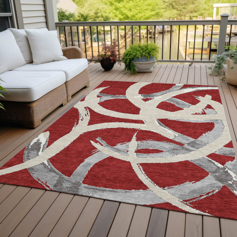 Tapis intérieur / extérieur rouge Aloura , 9 pi x 12 pi