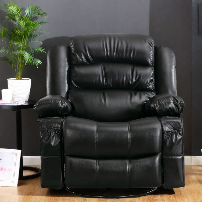 Fauteuil inclinable de massage ergonomique, fauteuil en cuir PU avec chaise berçante pivotante et confort de salon