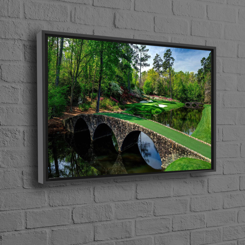 Art sur toile de style bohémien, paysage vert, club de golf, idéal pour une décoration intérieure unique, Cadre flottant noir