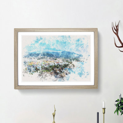 Skyline of Nerja in Spain - Picture Frame Painting Print on MDF