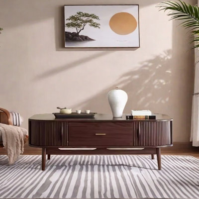 Solid wood coffee table with retro design