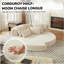 Canapé-lit 78,5 pouces en velours côtelé semi-circulaire 2 en 1, avec coussin pour le cou et cinq coussins décoratifs dans le salon-1994936167