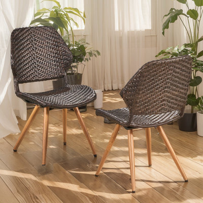 LARYN Rattan Wicker Outdoor Dining Chairs (Set of 2)