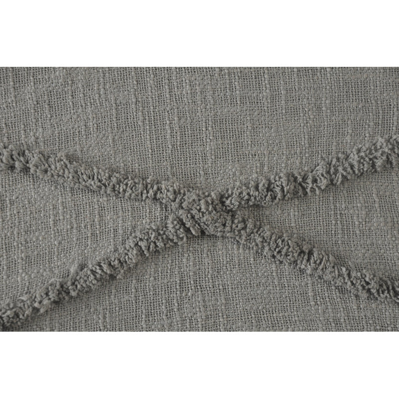 Jeté en coton tissé crème, Gris