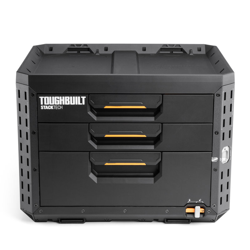 ToughBuilt StackTech 3-Drawer Locking Box, Plastic Storage Tool & Gear Organizer