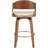 Wood And Faux Leather Copper Mid-Century 27-Inch Counter Seat Height Swivel Barstool