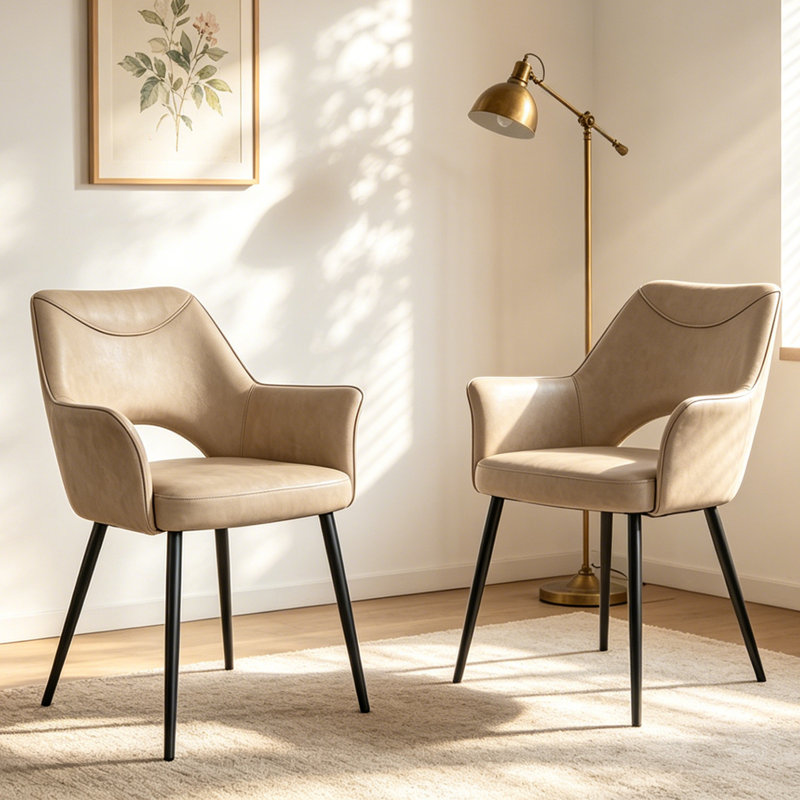 50cm H Upholstered Side Chair, Latte