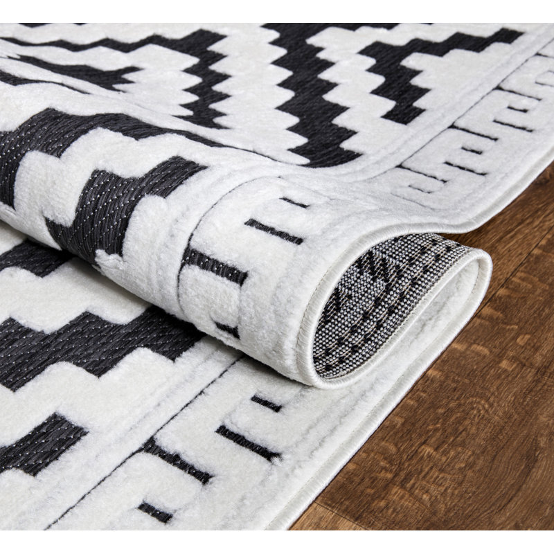 Avon Rug Anthracite Cream Large Area Rug, Non Slip Hallway Runner, Soft Carpet Door Mat for Living Room, Bedroom & Kitchen
