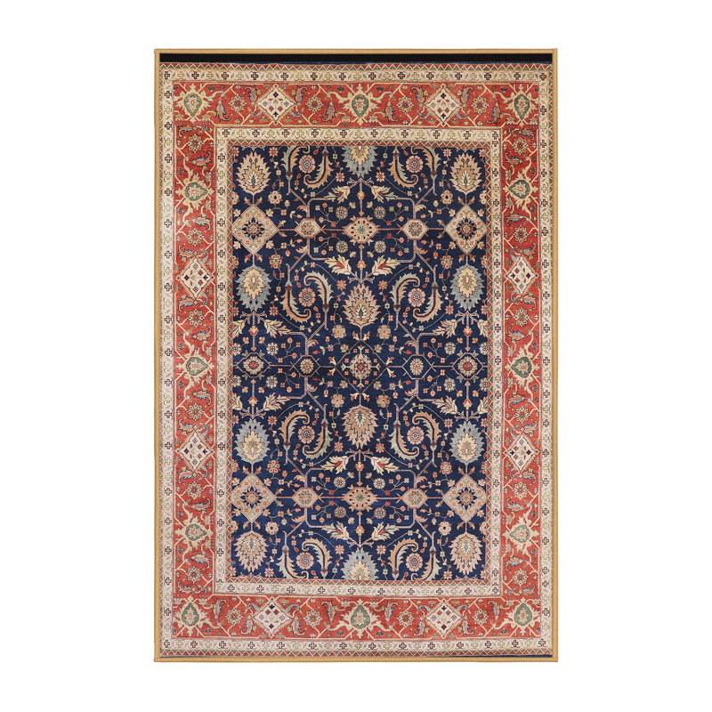 Tapis orange / bleu marine Garp, Rectangle 5 pi x 8 pi