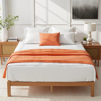 Solid Wood Bed Frame, Full Size Bed Base With Wood Slat Support, Sturdy, Stylish & Noise-Free Design, No Box Spring Needed, Easy Assembly, 12 In Natural Pine