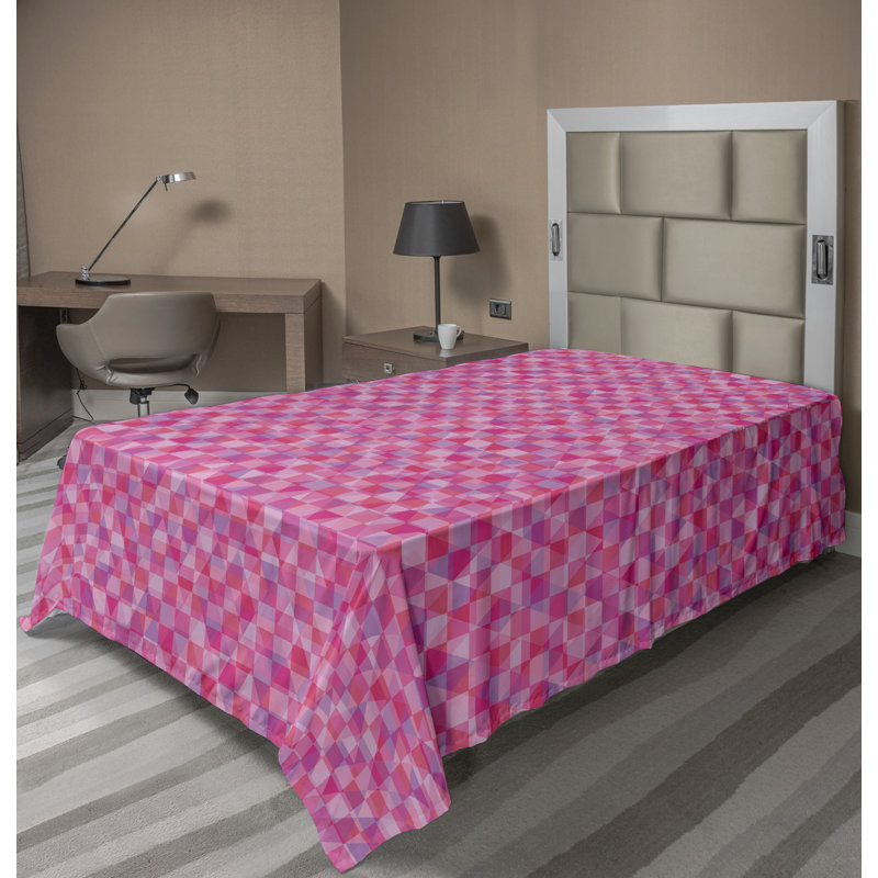 Drap plat moderne de style bohème Ambesonne, Drap plat pour lit simple TG, Rose séchée / motif géométrique rubis pâle