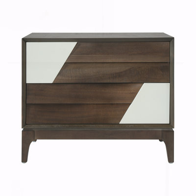 Modern 2-Drawer Nightstand with Two-Tone Geometric Design