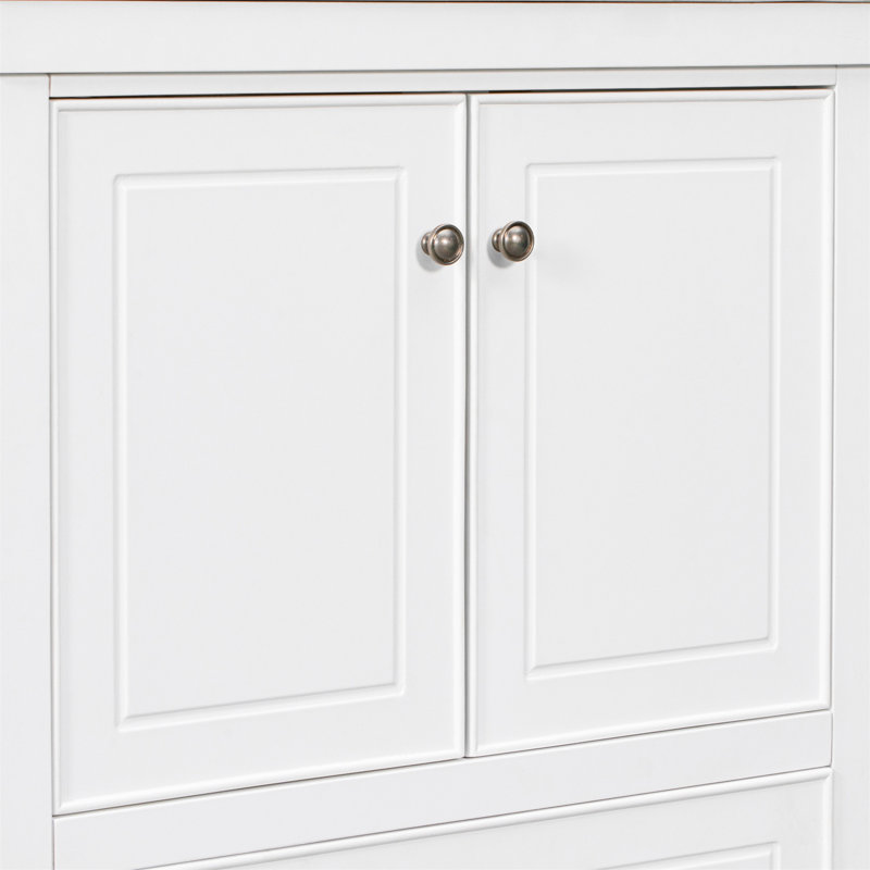 White 30" Freestanding Bathroom Vanity with Drawer and Doors