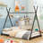 Metal House Platform Bed With Triangle Structure-1371516322