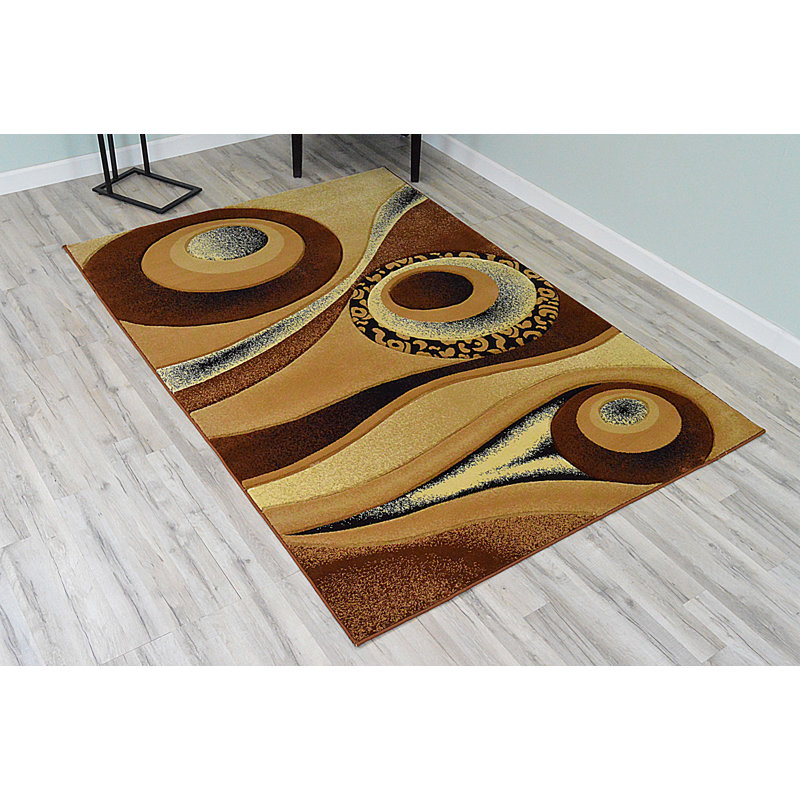 Mccampbell Abstract Area Rug, Rectangle 6'6" x 9'2", Chocolate/Brown/Beige