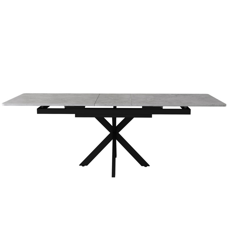 Extendable Dining Table Black With Grey Desktop, Grey