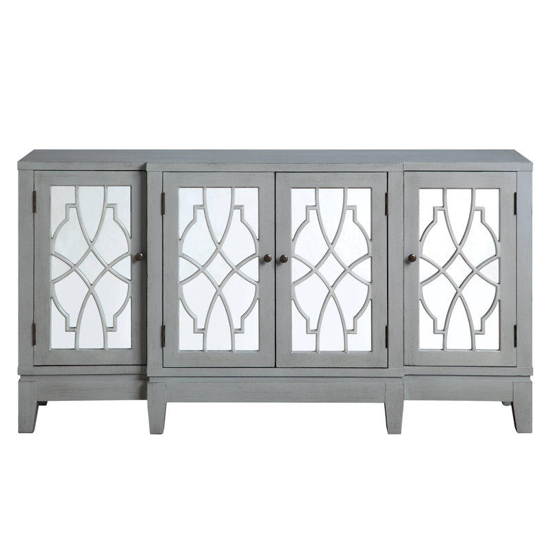 Console à miroir à 4 portes avec tablettes Ben