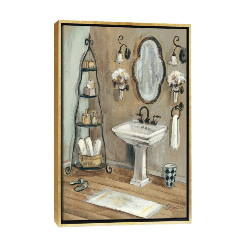 «French Bath I» par Silvia Vassileva - reproduction d'art, Aucun mat, H 26 po x l 18 po x P 1,5 po, Toile encadrée d'or