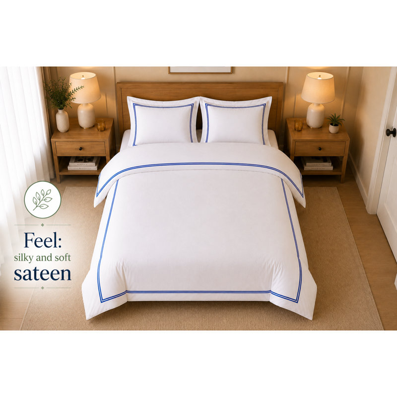 Bedding, King Size Bed (230 x 220 cm), White & Blue