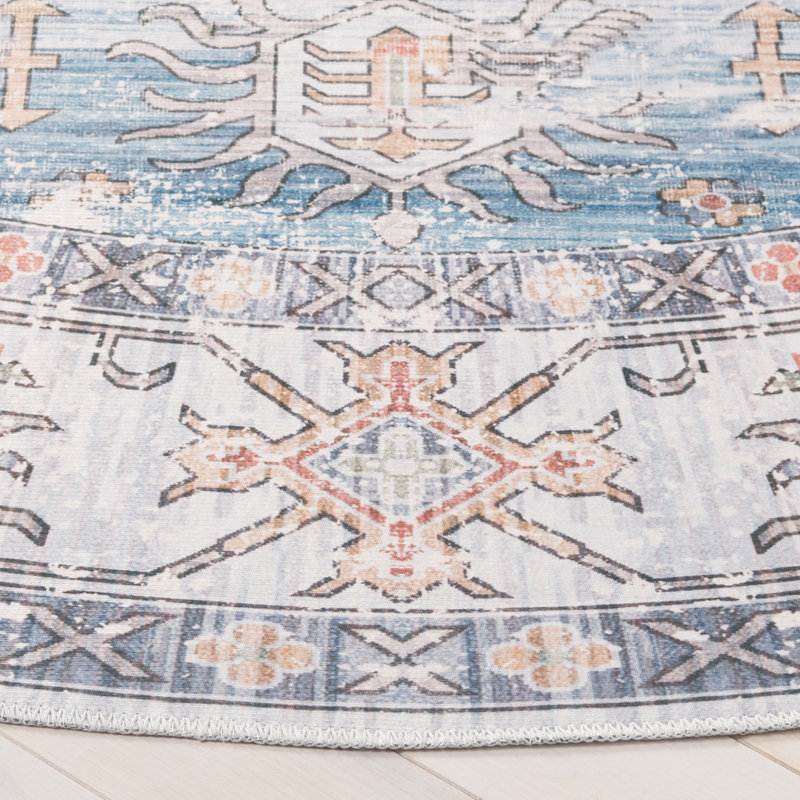 Tapis Arizona 128 bleu clair / ivoire, Rond 6 pi
