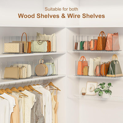 Adjustable Clear Bag And Purse Organizer For Closet, Handbag And Clutch Dividers To Keep Purses Upright