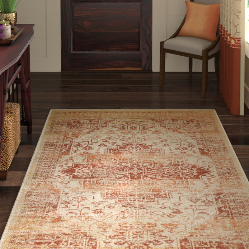 Tapis oriental rouille / crème Annette, Rectangle 9 pi x 12 pi