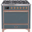 Cuisinière à double combustible 36 pouces avec 6 brûleurs scellés et plaque chauffante ILVE Majestic II Series (porte pleine)-64707956-65718428