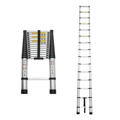 Échelle télescopique 14,5 pi, échelle télescopique, échelle pliante en alliage d'aluminium portable multi-usages pour le travail intérieur et extérieur, charge robuste de 300 lb