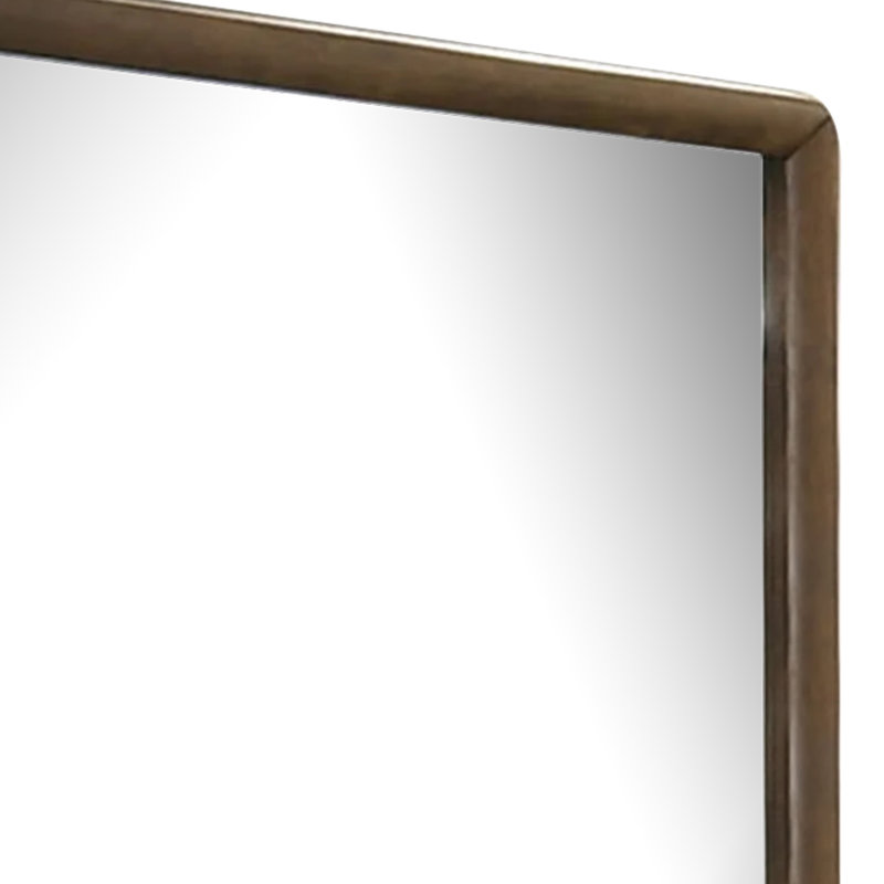 Cair Dresser Mirror, 32 Inch Rectangular Frame, Round Edges, Brown Wood