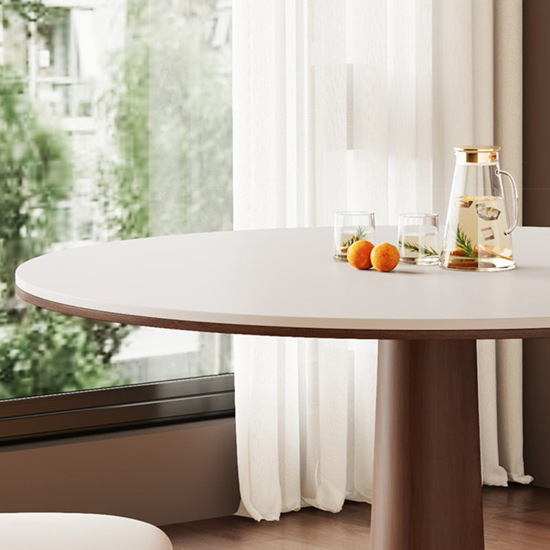 Table de salle à manger blanche, H 29,53 po x L 43,31 po x l 43,31 po, Blanc, Blanc / Brun