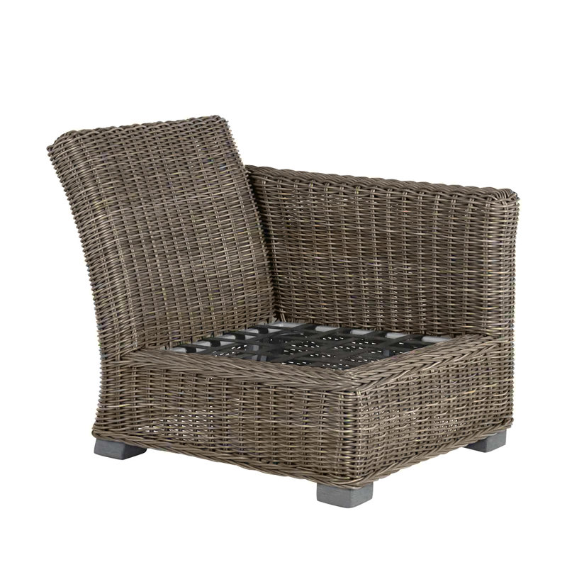 Rustic Patio Lounge Chair with Cushions, Welt, Rollo Cream InsideOut® Linen, Oyster