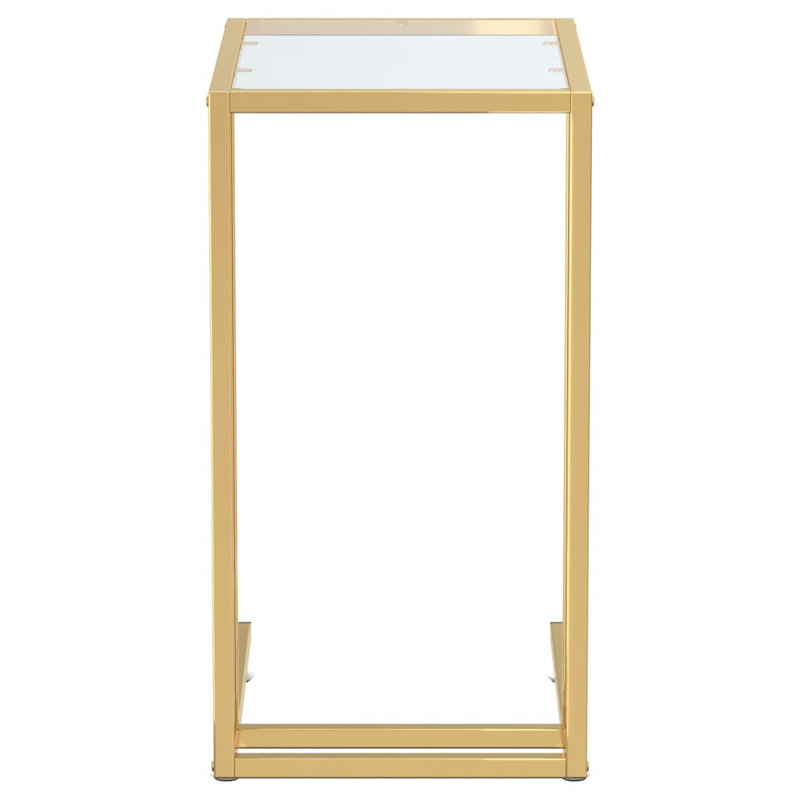 Nathanson Glass Top Block End Table, Clear, Black