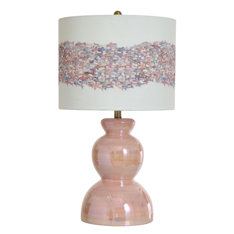 Norman Wyatt Home - Ceramic Table Lamp - Pearlescent Pink - Pattern Shade
