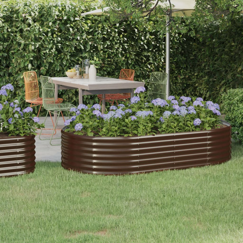 Garden Raised Bed Powder-coated Steel, brown, 36cm H x 175cm W x 100cm D
