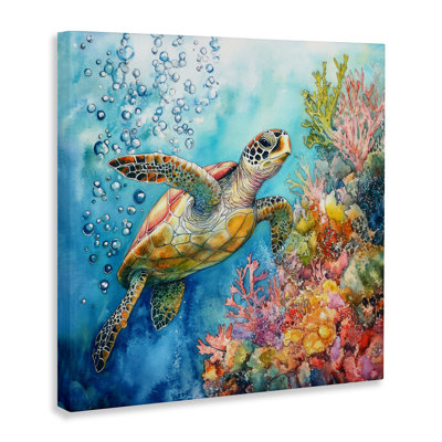 Underwater Sea Turtle Bubbles Canvas, design by Tina LeCour