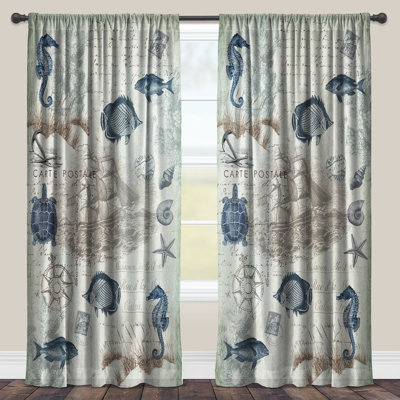 Seaside Postcard Sheer Curtain Single Panel
