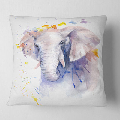Portrait d'un éléphant en fleurs, housse de coussin carré et insert