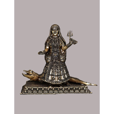 Petite statue de laiton Gange avec Vahana Makar
