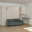 Grand lit escamotable avec canapé intégré, bureau en L et rangement-933542052