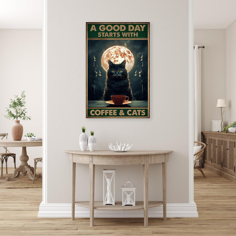 " Coffee And Cats ", 14" H x 11" W x 1.25" D