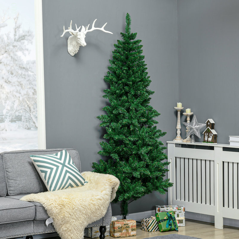 Demi-arbre de Noël artificiel 7 pi avec 52 branches, ouverture automatique, base en acier