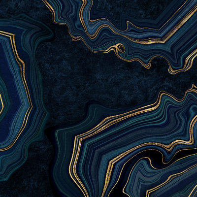 Painted Artificial Stone Texture With Gold Viens - Wrapped Canvas Print