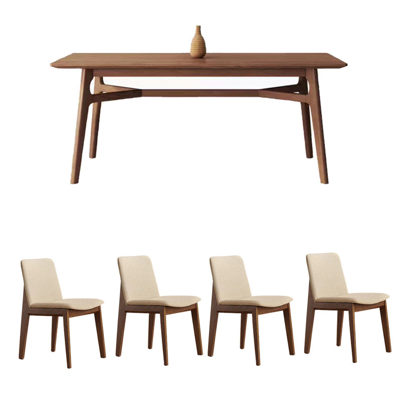 Simple solid wood ash dining table set, 29.53"H x 62.99"L x 31.5"W
