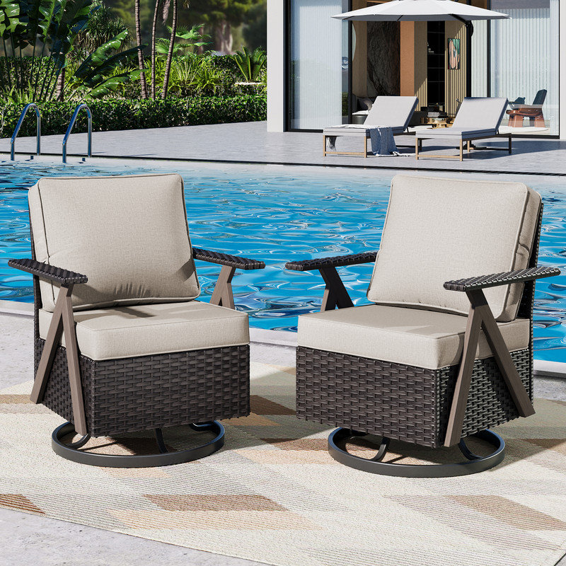 Canapé d'extérieur en polyéthylène (PE) avec coussins en osier, Beige