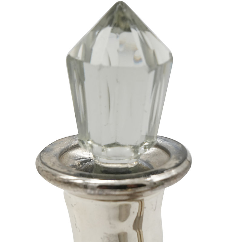 Textured Silver Glass Bottles with Clear Stopper