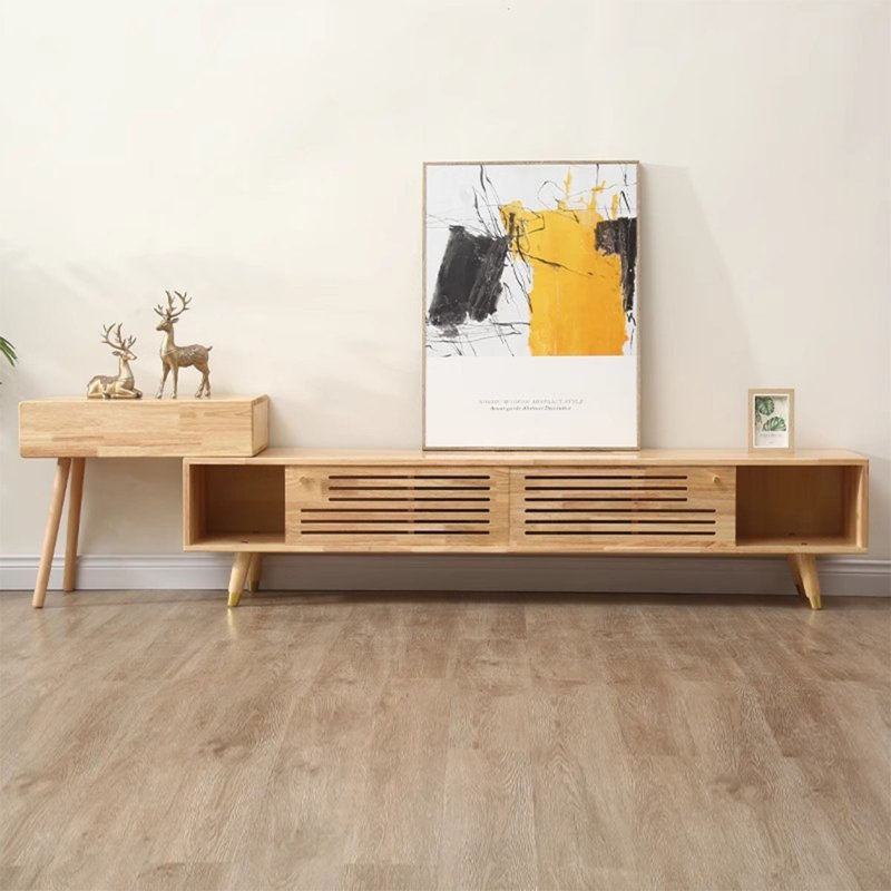 Burlywood Solid Wood TVStands, 15.75"H x 70.87"L x 11.81"W