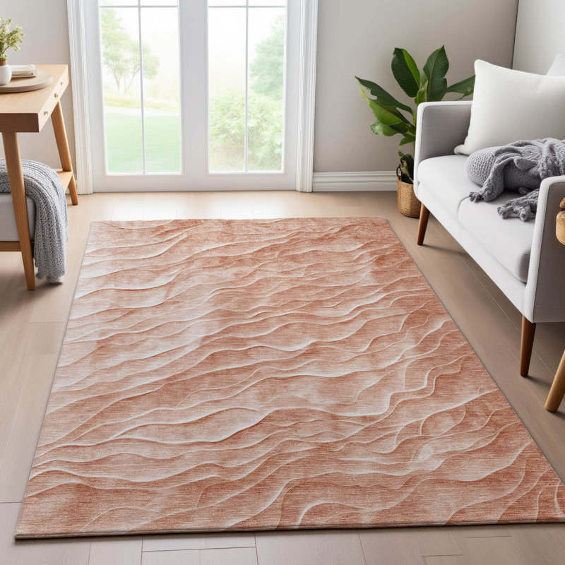Premium Machine Washable Harjo AMF1614 Waves Rug, Rectangle 3' x 5'