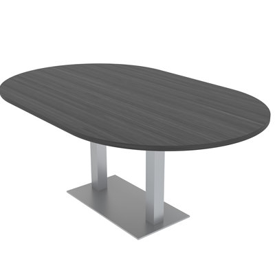 Racetrack Shaped Conference Table with Double Metal Post Base