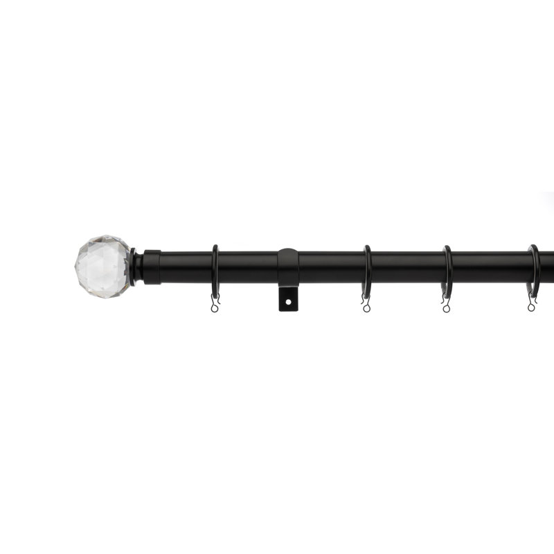 Jacinta 2.8cm Single Curtain Pole, 180cm, Black